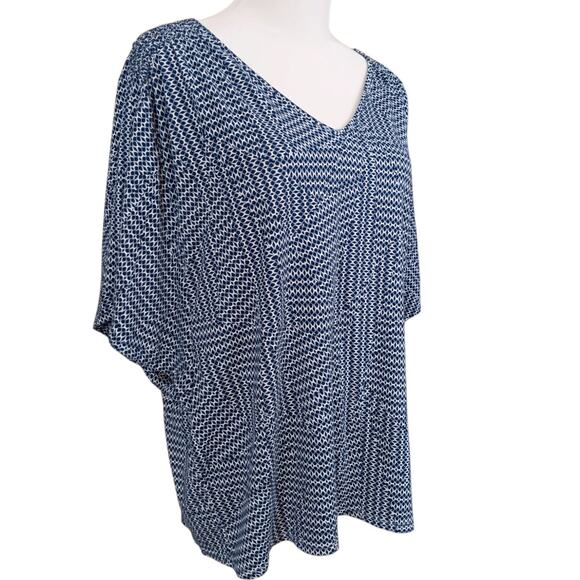 CHICO'S 3 Soft‎ Stretchy Top Shirt Blouse XL Short Sleeves Kimono Smocked V-Neck - Picture 9 of 9